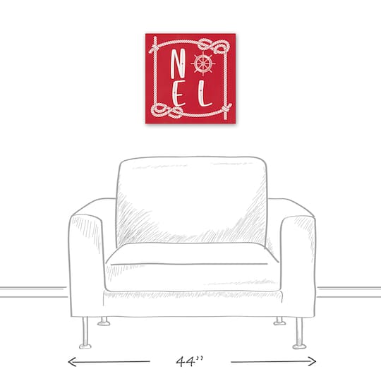 16" Red Nautical Noel Christmas Canvas Wall Décor
